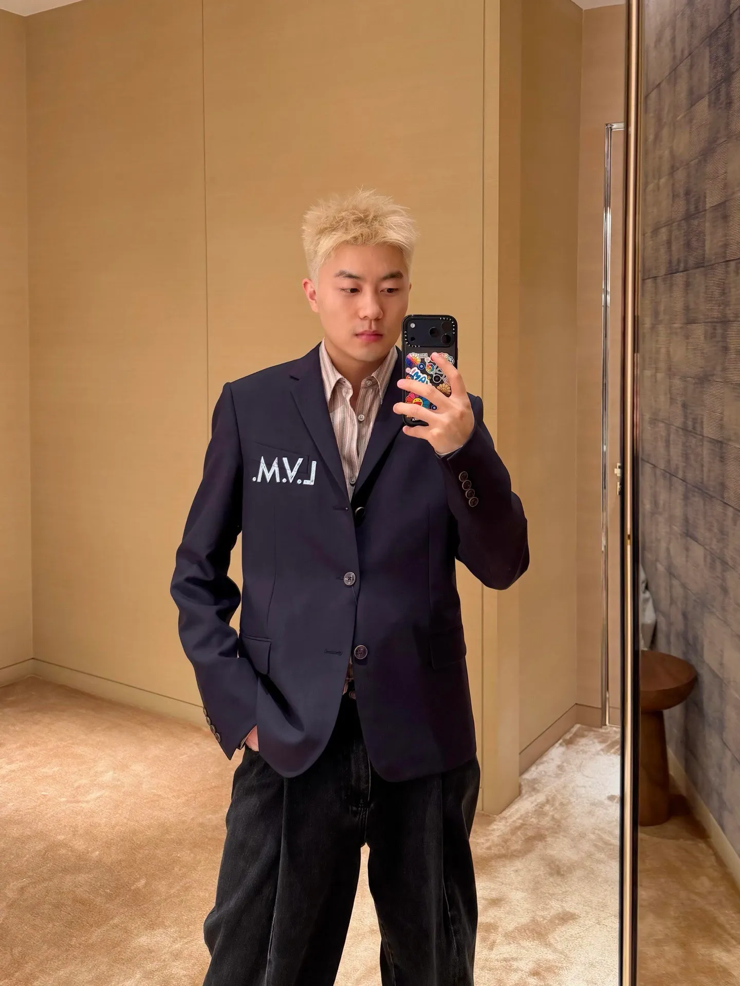 Louis Vuitton Pocket Embroidered Single Breasted Suit Jacket